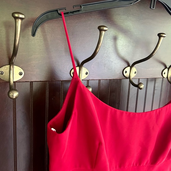 Y2K LORI ANN MONTREAL Babydoll Cherry Red Spaghetti Strap Tiered Slip Dress Sz L - Picture 4 of 15